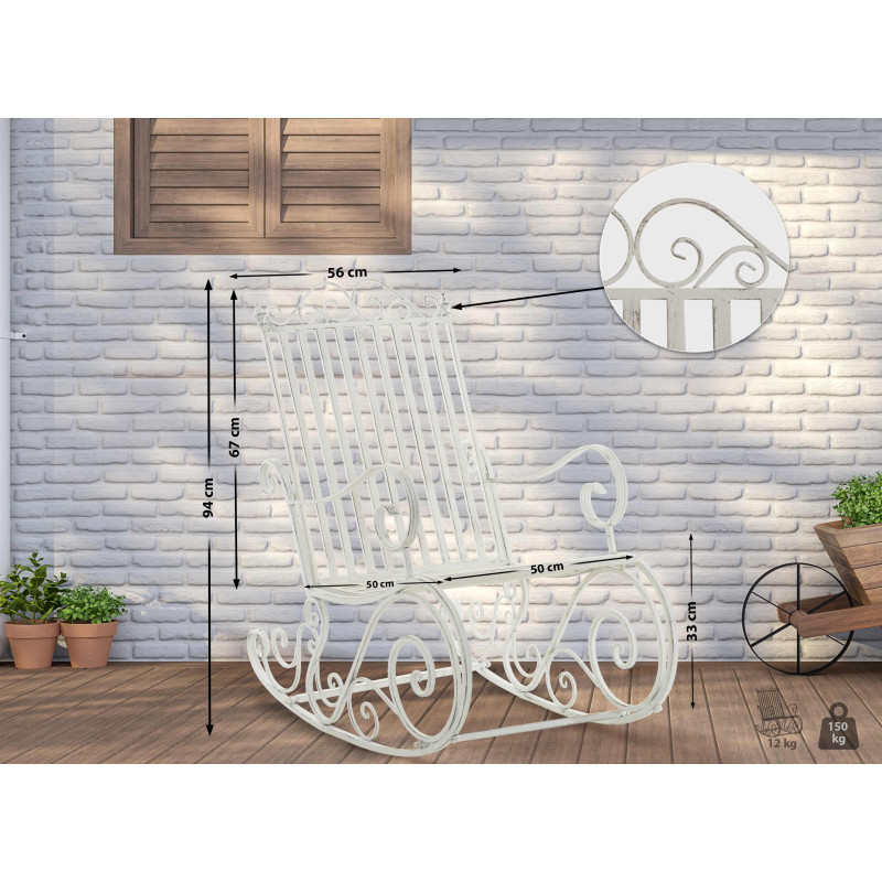 Cadeira de baloiço Smilla branco antigo